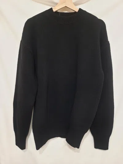 Pre-owned Bottega Veneta Ribbed Crewneck Pullover Knit Sweater In Black