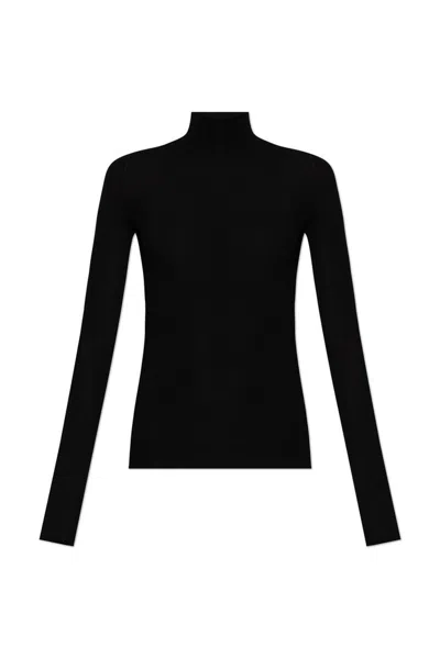 Bottega Veneta Ribbed High Neck Sweater In Black