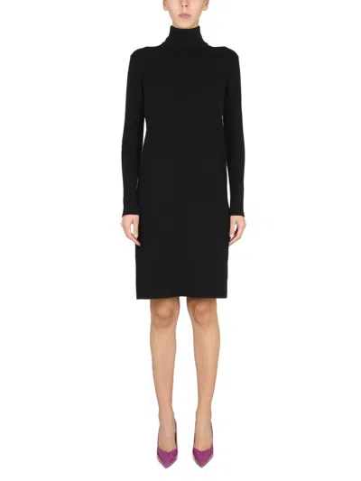 Bottega Veneta Ribbed High-neck Knit Knit Dress In Black