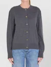 Bottega Veneta Ribbed Knit Sweater With Button-down Front In Gray