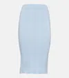 Bottega Veneta Ribbed-knit Cotton Midi Skirt In Blue