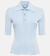 Bottega Veneta Lw Cotton Fine Rib Short Sleeve Polo In Blue