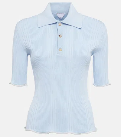 BOTTEGA VENETA RIBBED-KNIT COTTON POLO SHIRT