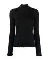 Bottega Veneta Ribbed-trim Roll-neck Top In Green