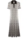 Bottega Veneta Striped Ribbed Wool Midi Dress In Brown