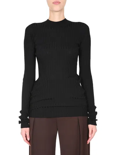 Bottega Veneta Ribbed Knit Sweater In Black