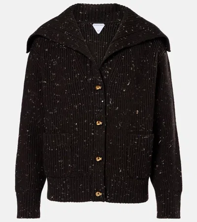 Bottega Veneta Ribbed-knit Wool-blend Cardigan In Brown