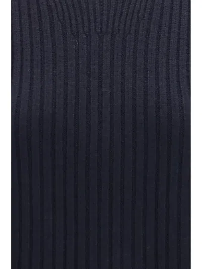 Bottega Veneta Ribbed Merino Wool Tank Top In Navy