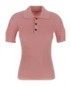 Bottega Veneta Ribbed Polo Top In Pink