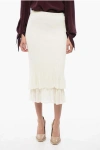 Bottega Veneta 2 In 1 Cotton Blend Skirt With Floral Embroidery