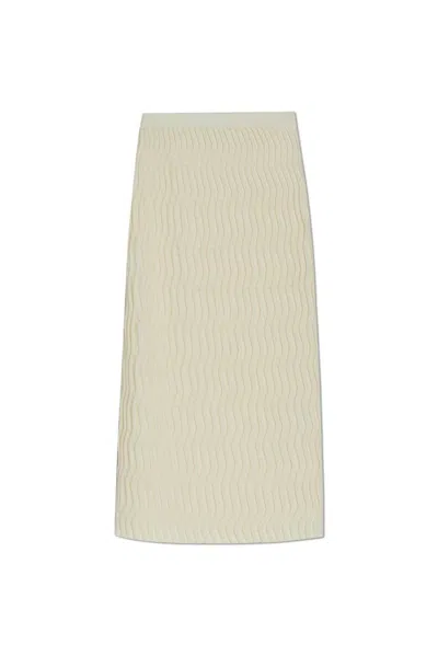 Bottega Veneta Ribbed Wool Skirt In Beige