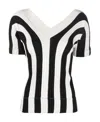Bottega Veneta Black And White Linen Top In White