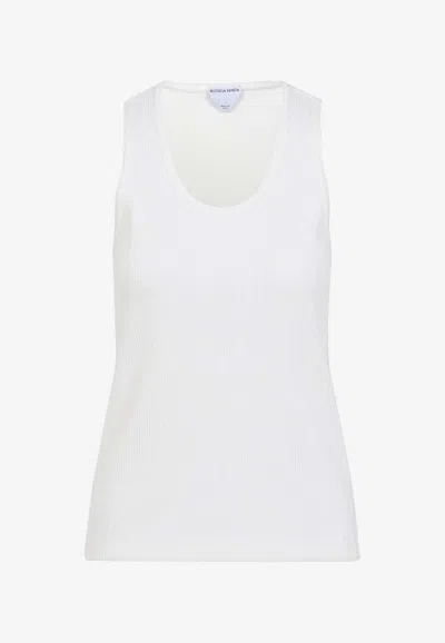 Bottega Veneta Ribbed Tank Top In Chalk