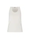 Bottega Veneta Sleeveless Fitted Ribbed Top With Scoop Neckline In White