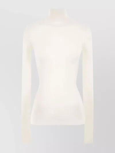 Bottega Veneta Womens Chalk High-neck Slim-fit Cotton-blend Top In White