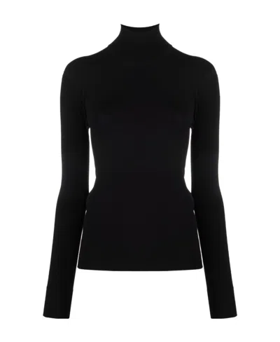 Bottega Veneta Ribbed-trim Roll-neck Top In Black