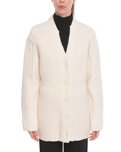 Bottega Veneta Cashmere-blend Ribbed Cardigan In White