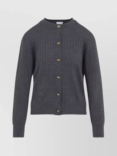 BOTTEGA VENETA RIBBED WOOL CARDIGAN DROPPED SHOULDERS