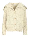 Bottega Veneta Ribbed Wool Cardigan With Knot Buttons In Multi