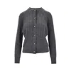 Bottega Veneta Ribbed Knit Sweater With Button-down Front In Gray