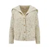 Bottega Veneta Ribbed Wool Cardigan With Knot Buttons In Neutral