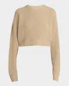 Bottega Veneta Ribbed Wool Cashmere Cropped Sweater In Sand