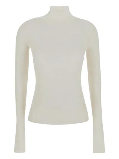 Bottega Veneta Ribbed Wool Silk Cashmere Sweater In White