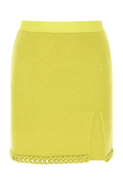 Bottega Veneta Ribbed Wool Skirt In Yellow