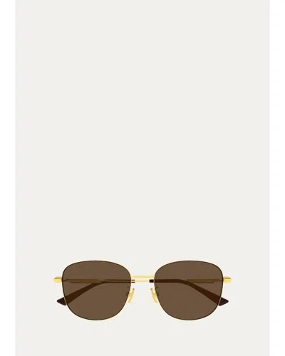 Bottega Veneta Ribbon 56mm Round Sunglasses In Brown