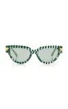 Bottega Veneta Mitre Sunglasses In Green