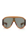 Bottega Veneta Ribbon Mask-frame Acetate Sunglasses In Brown