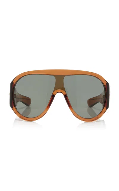Bottega Veneta Ribbon Mask-frame Acetate Sunglasses In Brown