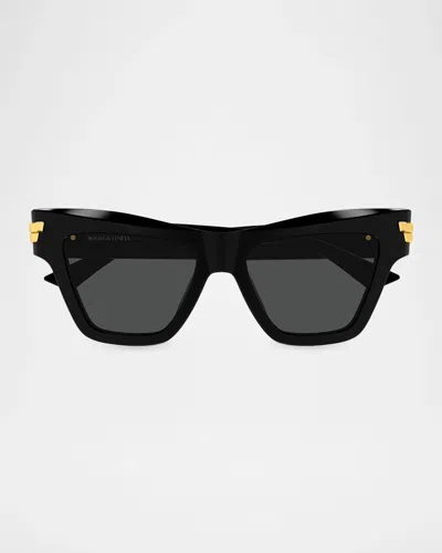Bottega Veneta Ribbon Mitre 53mm Cat-eye Sunglasses In Black