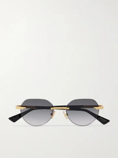 Bottega Veneta Rimless Round-frame Gold-tone Sunglasses