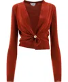 Bottega Veneta Ring Detail Knit Cardigan In Orange