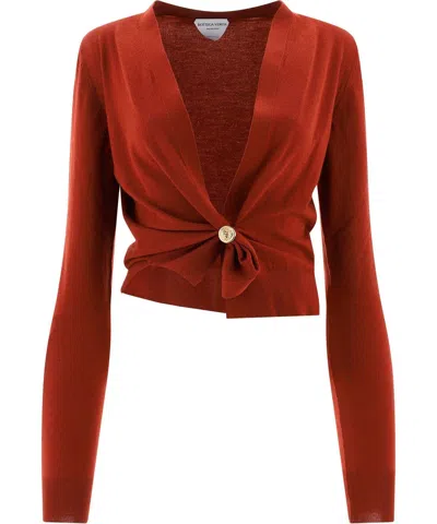 Bottega Veneta Ring Detail Knit Cardigan In Red