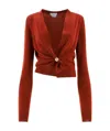 Bottega Veneta Ring Detail Knit Cardigan In Red