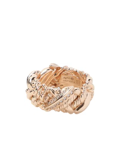 Bottega Veneta Ring With A Logo In Gold