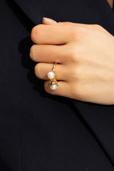 Bottega Veneta Ring With Pearls In Gold