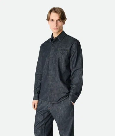 Bottega Veneta Rinsed Indigo Denim Shirt In Purple