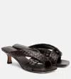 Bottega Veneta Riva Micro Woven Nappa Leather Kitten-heel Sandals In Brown