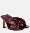Bottega Veneta Leather Cross Strap Square Toe Mules In Burgundy