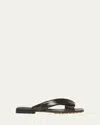 Bottega Veneta Riva Criss Cross Leather Flat Sandals