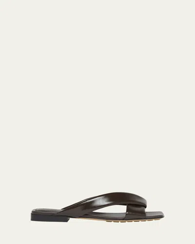 BOTTEGA VENETA RIVA CRISS CROSS LEATHER FLAT SANDALS