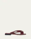 Bottega Veneta Burgundy Shiny Calf Leather Riva Flat Mules In Barolo