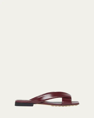 BOTTEGA VENETA RIVA CRISS CROSS LEATHER FLAT SANDALS