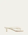 Bottega Veneta Riva Micro Woven Nappa Leather Kitten-heel Sandals In White