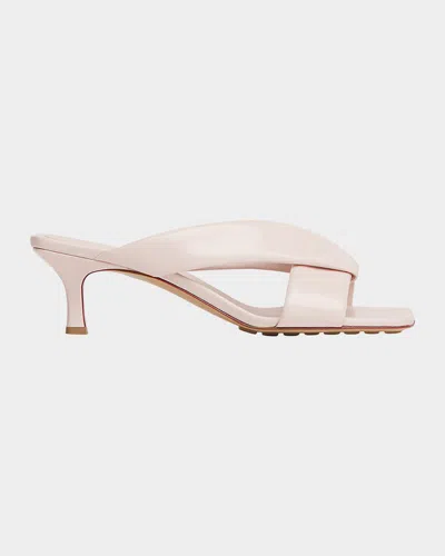 Bottega Veneta Riva Crisscross Nappa Leather Kitten Heel Mules In White