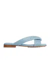 Bottega Veneta Riva Intrecciato Flat Mule Sandals In Blue