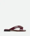 Bottega Veneta Burgundy Shiny Calf Leather Riva Flat Mules In Barolo